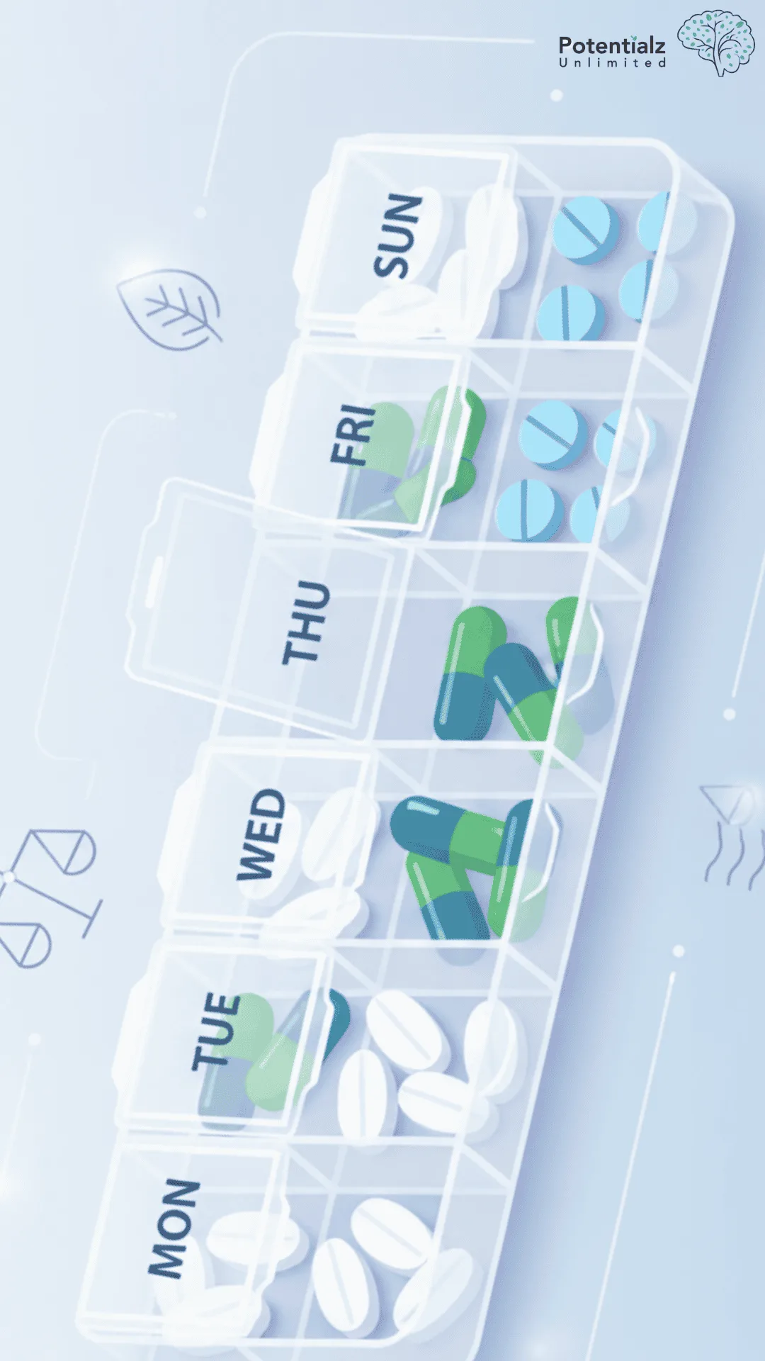 Daily Pill Organizer: Ensuring Consistent Medication Intake for Managing Bipolar Disorder.