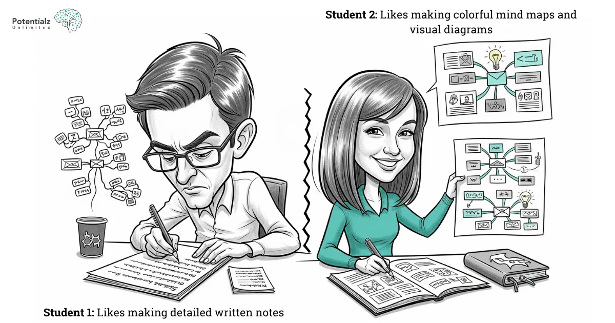 Students exhibiting different study styles
