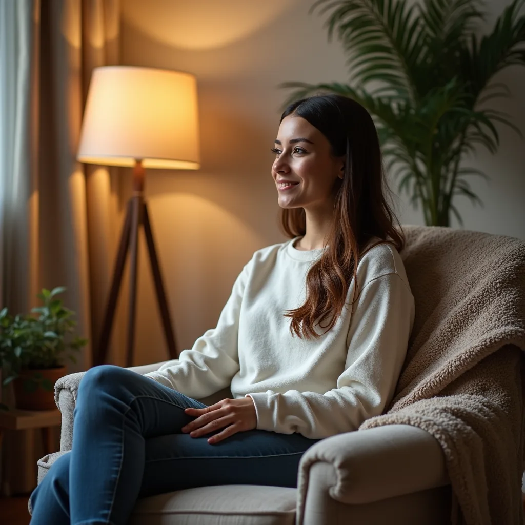 A serene moment of reflection as sunlight fills the room, embodying peace and the journey of recovery.