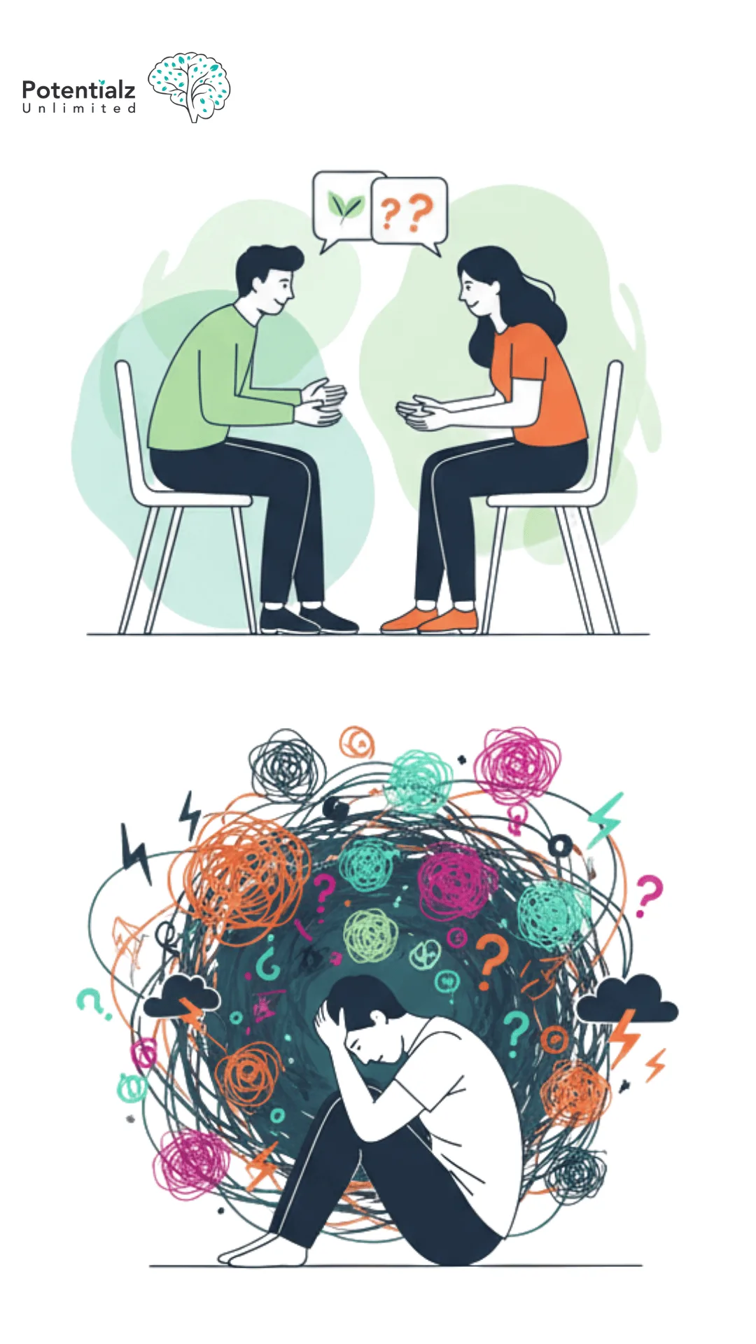 "Contrasting Normal Relationship Doubts with the Intensity of Relationship OCD: A Visual Exploration of Thought Patterns and Emotional Turmoil."