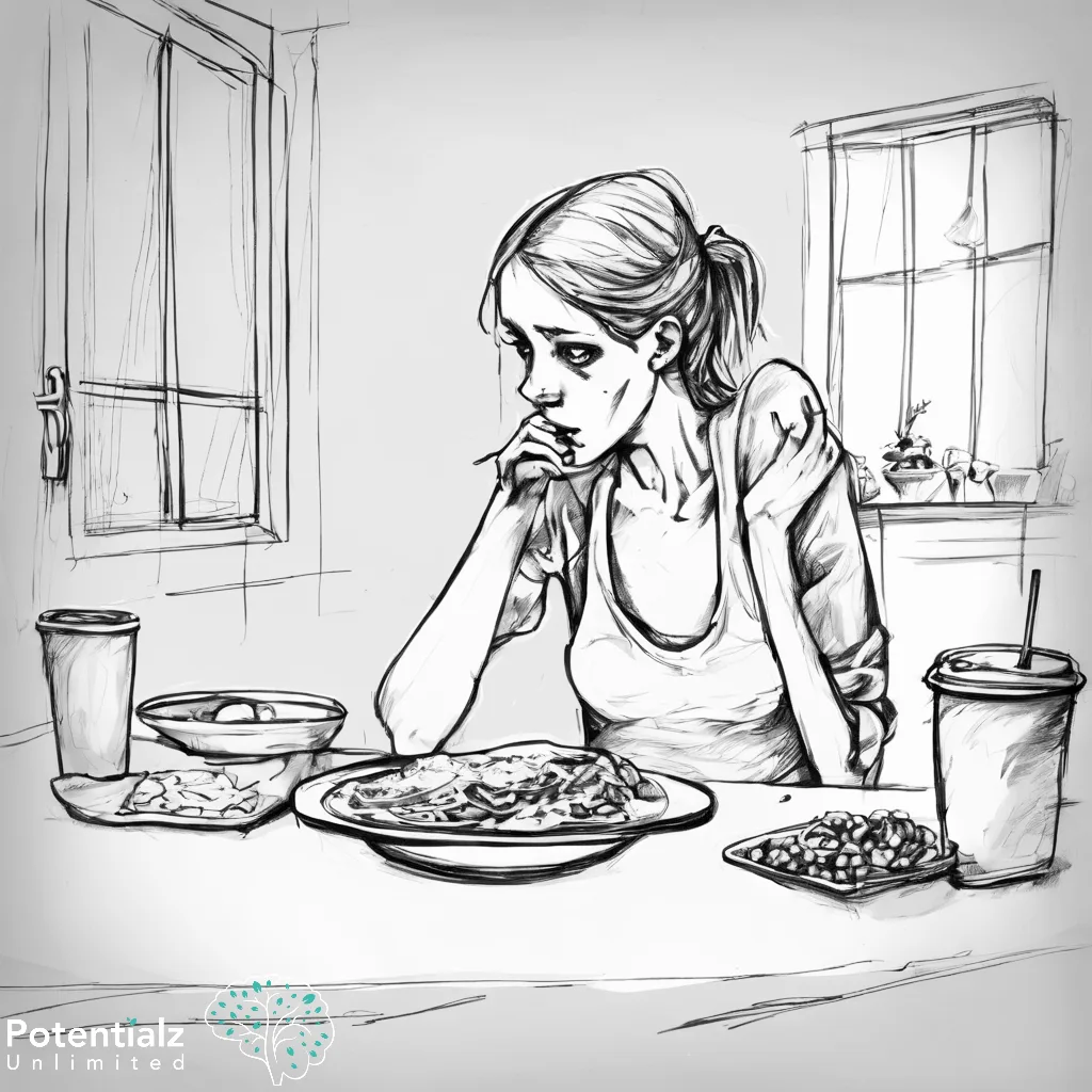 anorexic female rejecting food