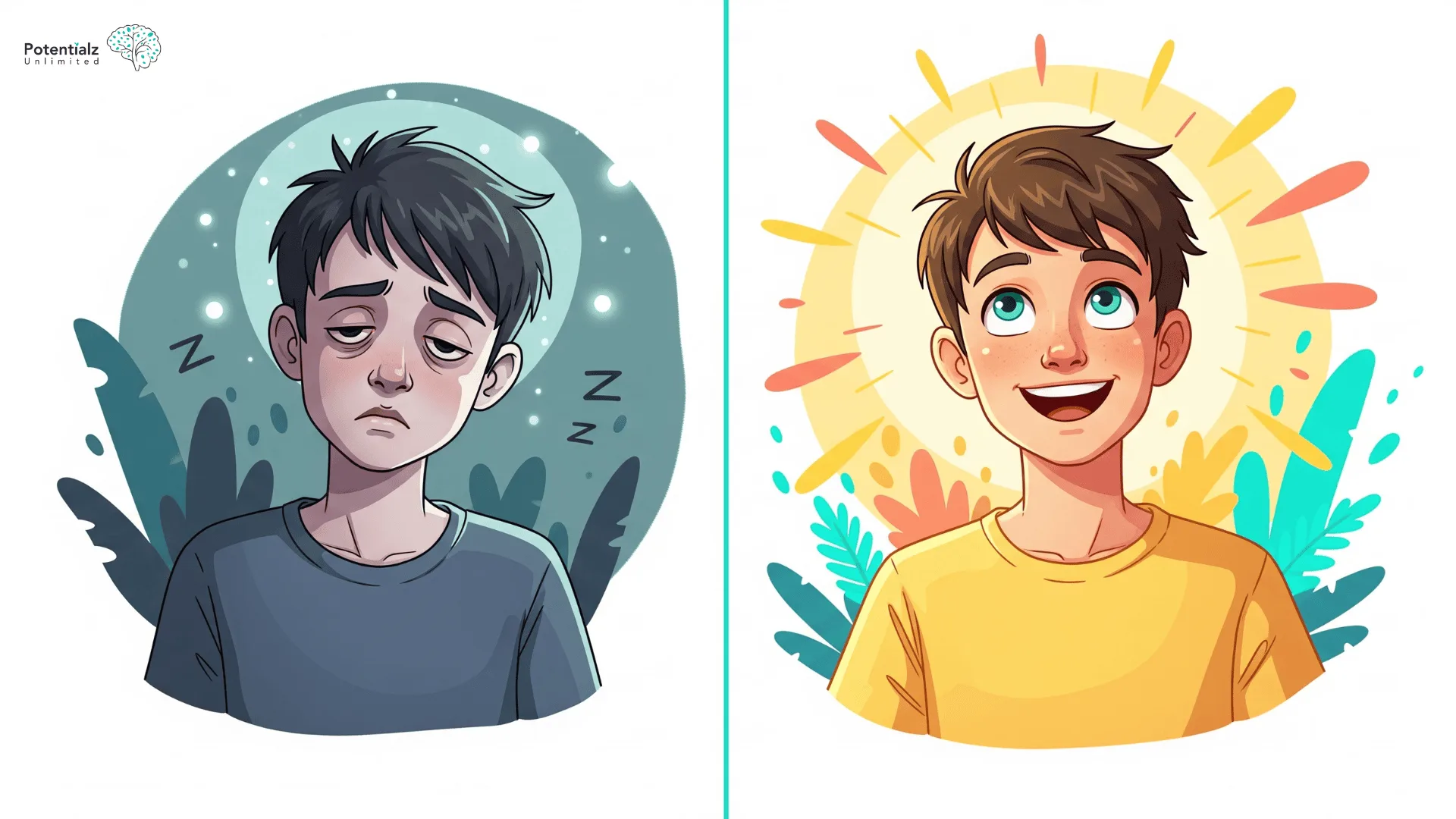From Groggy to Gleeful: A Teen's Transformation from Dim Light to Daylight Delight.