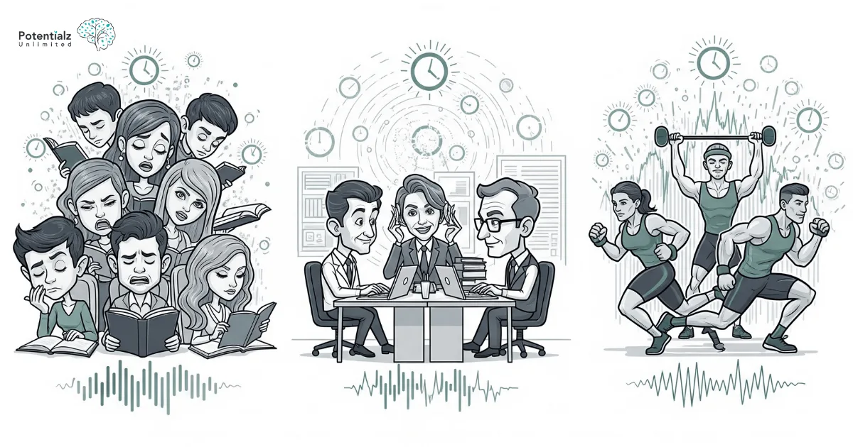 Circadian Rhythm in different age groups, represented by students, working professionals and athletes.