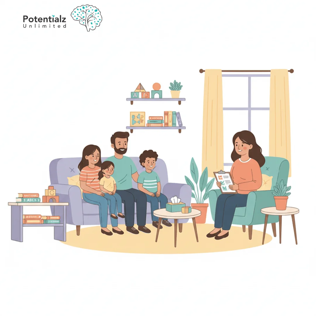 Family meeting with psychologist for autism differential diagnosis assessment