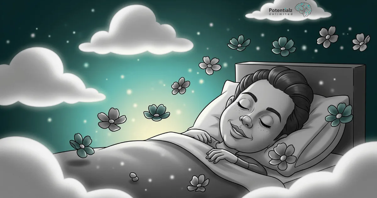 A serene nighttime scene with someone sleeping peacefully