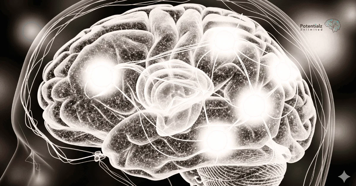 
Illustration of the brain highlighting neural networks and memory processing pathways in a modern medical style.
