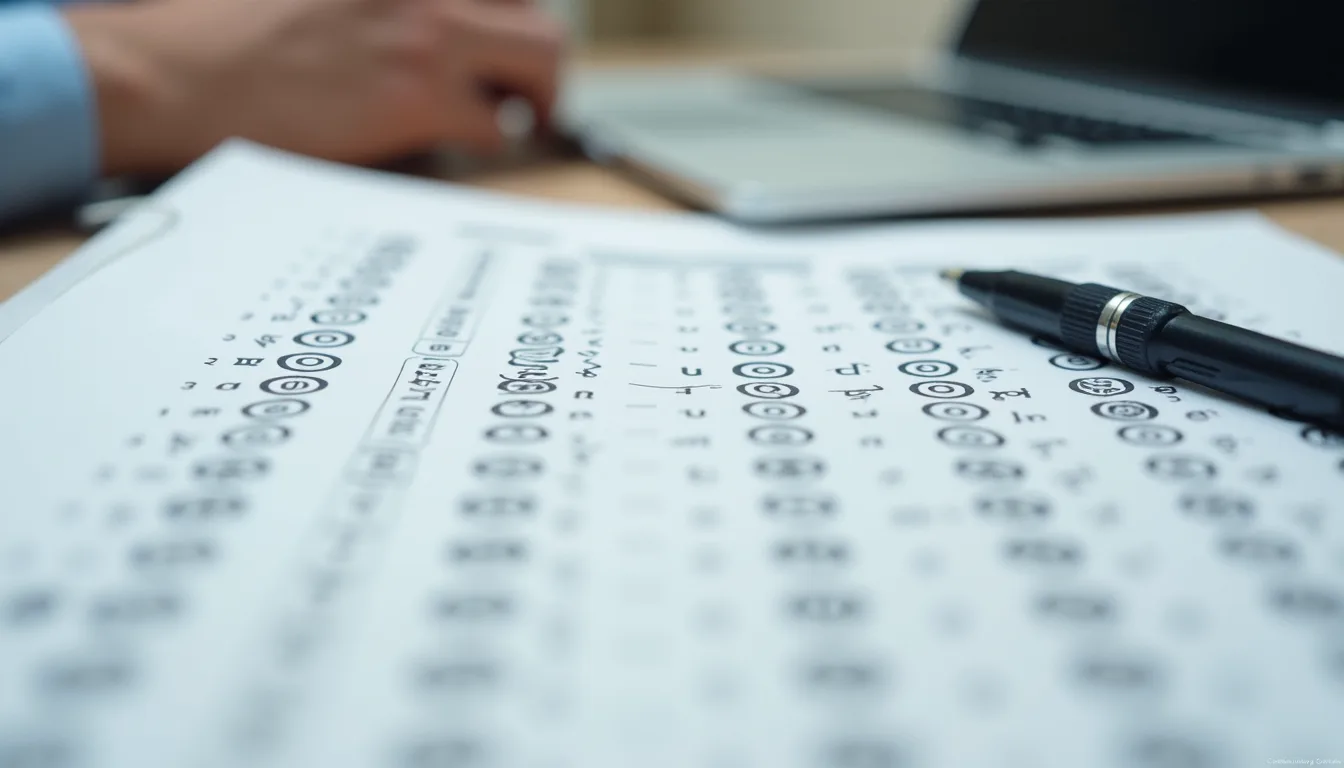 Close-up view of a standard IQ test paper with questions