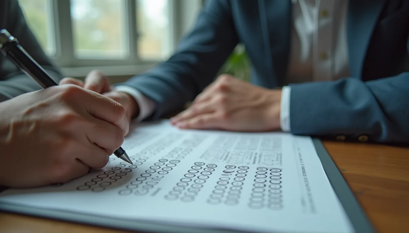 Wide angle view of a person reviewing IQ test results with an expert