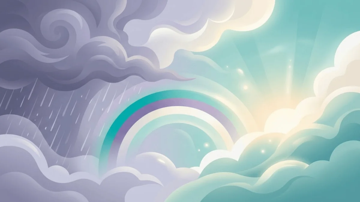 Calming illustration representing mental wellness journey from struggle to hope and healing