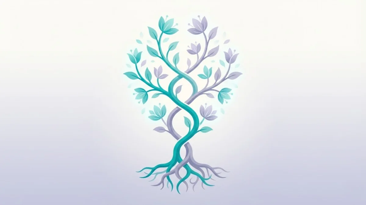 Elegant illustration of intertwining vines representing relationship connection and mutual growth